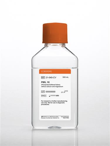 21-040-CV | Corning® Phosphate-Buffered Saline, 1X without calcium and magnesium, PH 7.4 ± 0.1