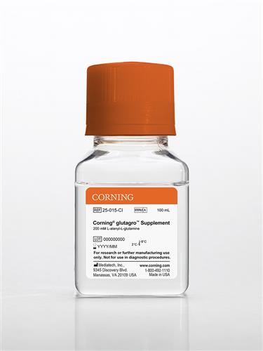 25-015-CI | Corning® 100 mL glutagro™, 200 mM Solution, 100x [+] 8.5 g/L NaCI