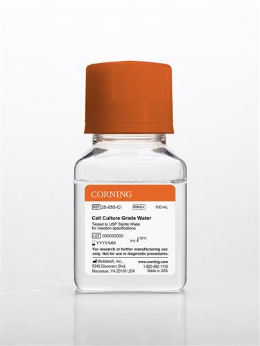 25-055-CI | Corning® 100 mL Cell Culture Grade Water Tested to USP Sterile Water for Injection Specifications