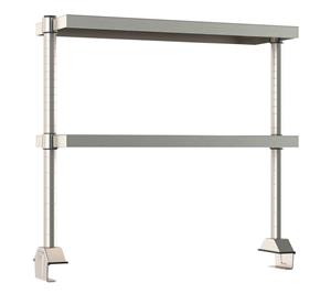 TWR36-2CCS304 | Metro TWR36-2CCS304 TableWorx Productivity Riser with 2 Center Cantilevered Type 304 Stainless Steel Solid Overshelves, 36" L