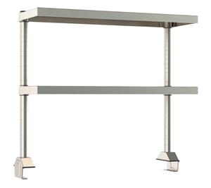 TWR36-2CRS304 | Metro TWR36-2CRS304 TableWorx Productivity Riser with 2 Rear Cantilevered Type 304 Stainless Steel Solid Overshelves, 36" L