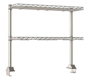 TWR36-2DMS | Metro TWR36-2DMS TableWorx Productivity Riser with 2 Rear Cantilevered Type 304 Stainless Steel Wire Drop Mat Overshelves, 36" L