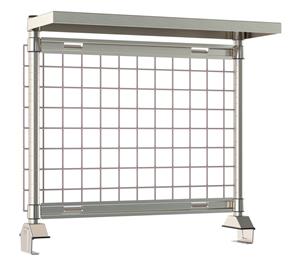 TWR36-GRK4-CRS304 | Metro TWR36-GRK4-CRS304 TableWorx Productivity Riser with Metroseal Gray SmartWall Grid and 1 Rear Cantilevered Type 304 Stainless Steel Solid Overshelf, 36" L