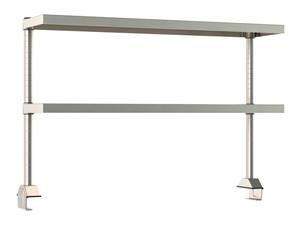 TWR48-2CRS304 | Metro TWR48-2CRS304 TableWorx Productivity Riser with 2 Rear Cantilevered Type 304 Stainless Steel Solid Overshelves, 48" L
