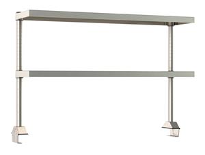 TWR48-2CRS316 | Metro TWR48-2CRS316 TableWorx Productivity Riser with 2 Rear Cantilevered Type 316 Stainless Steel Solid Overshelves, 48" L