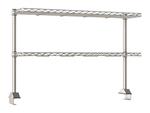 TWR48-2DMS | Metro TWR48-2DMS TableWorx Productivity Riser with 2 Rear Cantilevered Type 304 Stainless Steel Wire Drop Mat Overshelves, 48" L