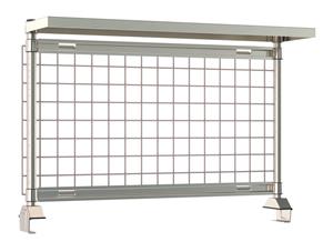 TWR48-GRK4-CRS304 | Metro TWR48-GRK4-CRS304 TableWorx Productivity Riser with Metroseal Gray SmartWall Grid and 1 Rear Cantilevered Type 304 Stainless Steel Solid Overshelf, 48" L