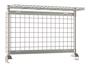 TWR48-GRK4-DMS304 | Metro TWR48-GRK4-DMS304 TableWorx Productivity Riser with Metroseal Gray SmartWall Grid and 1 Rear Cantilevered Type 304 Stainless Steel Wire Drop Mat Overshelf, 48" L