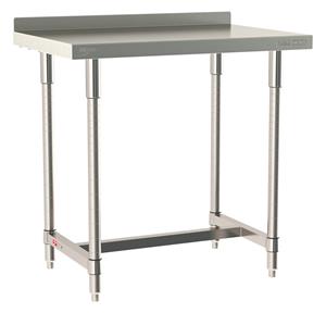 TWS2436SI-304B-S | Metro TWS2436SI-304B-S TableWorx Stationary Performance Work Table with Backsplash, Type 304 Stainless Steel Work Surface, Legs, and Leg Mounts, Stainless Steel I-Frame, 24" x 36"