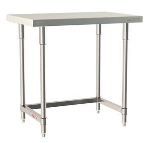 TWS2436SU-304-S | Metro TWS2436SU-304-S TableWorx Stationary Performance Work Table, Type 304 Stainless Steel Work Surface, Legs, and Leg Mounts, Stainless Steel 3-Sided Frame, 24" x 36"