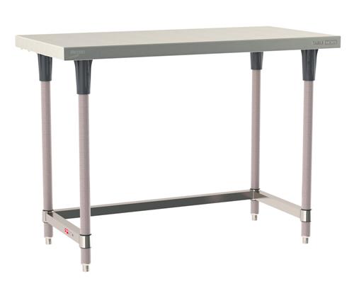 TWS2448SU-304-K | Metro TWS2448SU-304-K TableWorx Stationary Performance Work Table, Type 304 Stainless Steel Work Surface, Metroseal Gray Epoxy Coated Legs and Polymer Leg Mounts, Stainless Steel 3-Sided Frame, 24" x 48"