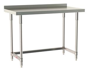 TWS2448SU-304B-S | Metro TWS2448SU-304B-S TableWorx Stationary Performance Work Table with Backsplash, Type 304 Stainless Steel Work Surface, Legs, and Leg Mounts, Stainless Steel 3-Sided Frame, 24" x 48"