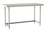 TWS2460SU-304-S | Metro TWS2460SU-304-S TableWorx Stationary Performance Work Table, Type 304 Stainless Steel Work Surface, Legs, and Leg Mounts, Stainless Steel 3-Sided Frame, 24" x 60"