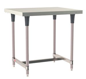 TWS3036SI-304-K | Metro TWS3036SI-304-K TableWorx Stationary Performance Work Table, Type 304 Stainless Steel Work Surface, Metroseal Gray Epoxy Coated Legs and Polymer Leg Mounts, Stainless Steel I-Frame, 30" x 36"