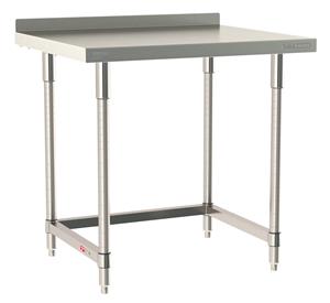 TWS3036SU-304B-S | Metro TWS3036SU-304B-S TableWorx Stationary Performance Work Table with Backsplash, Type 304 Stainless Steel Work Surface, Legs, and Leg Mounts, Stainless Steel 3-Sided Frame, 30" x 36"