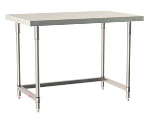 TWS3048SU-304-S | Metro TWS3048SU-304-S TableWorx Stationary Performance Work Table, Type 304 Stainless Steel Work Surface, Legs, and Leg Mounts, Stainless Steel 3-Sided Frame, 30" x 48"
