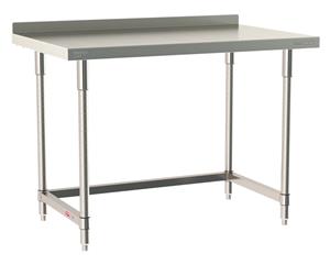 TWS3048SU-304B-S | Metro TWS3048SU-304B-S TableWorx Stationary Performance Work Table with Backsplash, Type 304 Stainless Steel Work Surface, Legs, and Leg Mounts, Stainless Steel 3-Sided Frame, 30" x 48"