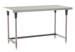 TWS3060SU-304-K | Metro TWS3060SU-304-K TableWorx Stationary Performance Work Table, Type 304 Stainless Steel Work Surface, Metroseal Gray Epoxy Coated Legs and Polymer Leg Mounts, Stainless Steel 3-Sided Frame, 30" x 60"