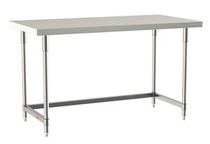 TWS3060SU-304-S | Metro TWS3060SU-304-S TableWorx Stationary Performance Work Table, Type 304 Stainless Steel Work Surface, Legs, and Leg Mounts, Stainless Steel 3-Sided Frame, 30" x 60"