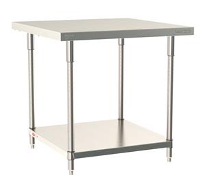 TWS3636FS-304-S | Metro TWS3636FS-304-S TableWorx Stationary Performance Work Table, Type 304 Stainless Steel Work Surface, Legs, and Leg Mounts, Stainless Steel Undershelf, 36" x 36"
