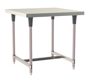 TWS3636SI-304-K | Metro TWS3636SI-304-K TableWorx Stationary Performance Work Table, Type 304 Stainless Steel Work Surface, Metroseal Gray Epoxy Coated Legs and Polymer Leg Mounts, Stainless Steel I-Frame, 36" x 36"