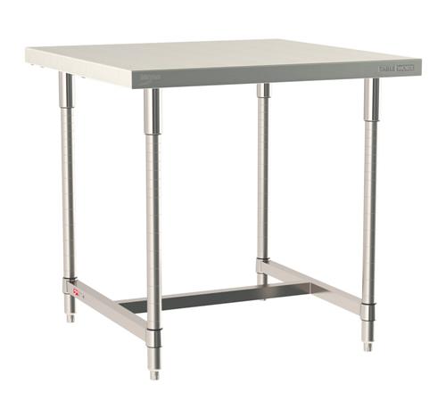 TWS3636SI-304-S | Metro TWS3636SI-304-S TableWorx Stationary Performance Work Table, Type 304 Stainless Steel Work Surface, Legs, and Leg Mounts, Stainless Steel I-Frame, 36" x 36"