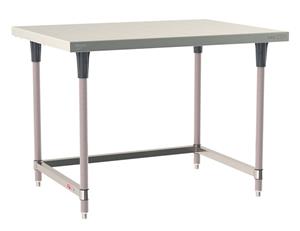 TWS3648SU-304-K | Metro TWS3648SU-304-K TableWorx Stationary Performance Work Table, Type 304 Stainless Steel Work Surface, Metroseal Gray Epoxy Coated Legs and Polymer Leg Mounts, Stainless Steel 3-Sided Frame, 36" x 48"