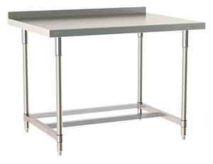 TWS3648SU-304B-S | Metro TWS3648SU-304B-S TableWorx Stationary Performance Work Table with Backsplash, Type 304 Stainless Steel Work Surface, Legs, and Leg Mounts, Stainless Steel 3-Sided Frame, 36" x 48"