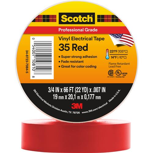 7000006094 |  3/4 in x 66 ft, Red, 10 rolls/carton, 100 rolls/Case