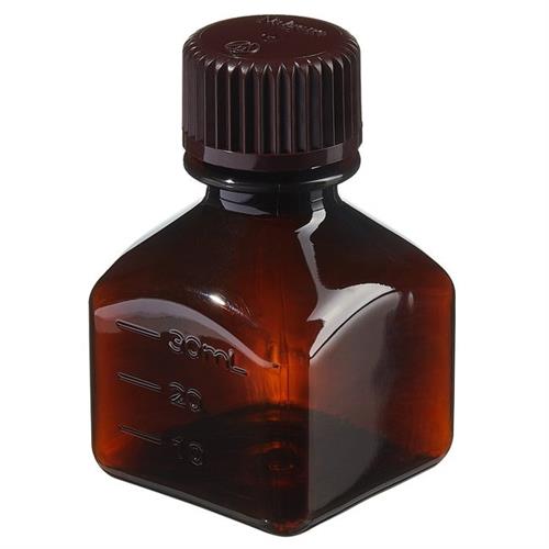 322021-0030 | Media Bottle Square Graduated Amber PETG w HDPE Cl