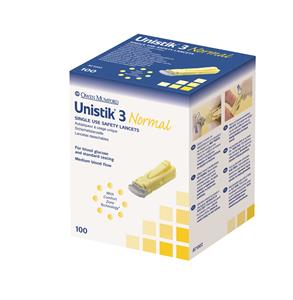 AT1002 | Unistik 3, Normal 100ct Safety LancetsSOLD BY CS
