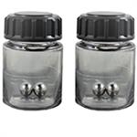 2254 | 75mL polycarbonate vial set with 2 x 13mm steel ba