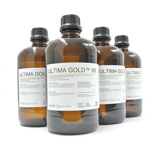 6013117 | Ultima Gold™ XR is a safer liquid scintillation cocktail (LSC) with a very high sample load capacity. The right choice when large sample volumes need to be counted or when miniature vials are required for higher throughput, Ultima Gold XR reduces cost per sample and helps keep radioactive waste to a minimum. Ultima Gold XR is compatible with alkaline samples.