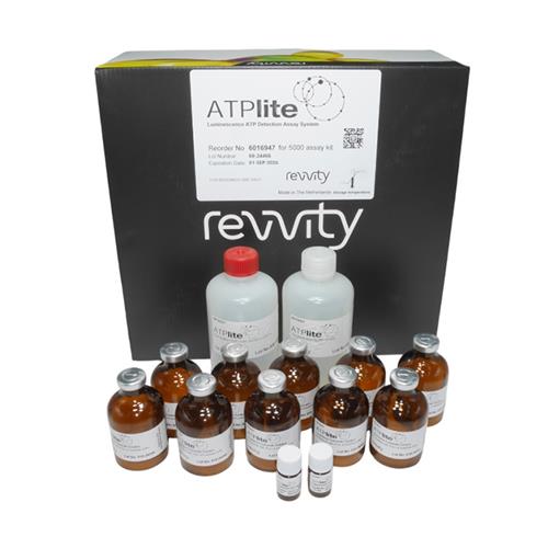 6016947 | The ATPlite assay kit is a luminescence-based assay for quantifying adenosine triphosphate (ATP) in cell-based studies. It provides a reliable method to assess cell viability, proliferation, and cytotoxicity by detecting ATP as a marker of metabolic activity. Optimized for high-throughput screening, the kit ensures robust and reproducible results for diverse cellular analysis applications.
