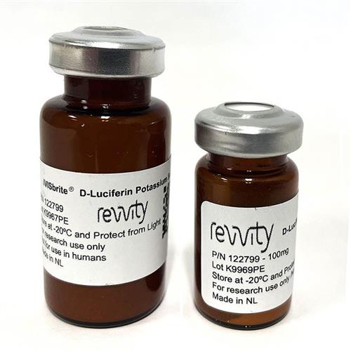 122799 | Luciferin is essential in performing your bioluminescent assays, and the quality of your research depends on the quality of your luciferin. Whether used to perform in vitro assays, or to monitor light production in vivo, Revvity