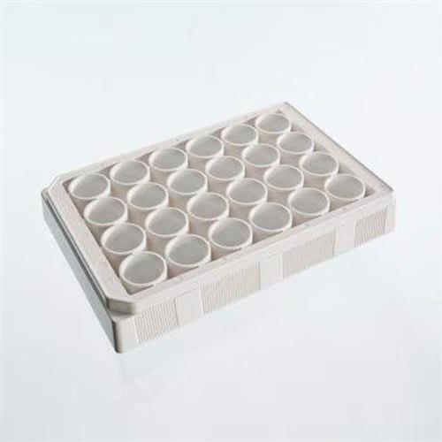 1450-604 | 24-well tissue culture treated (TC-treated) microplate with white walls and clear bottom. This plate is recommended for radiometric, SPA, or cell-based fluorescence or luminescence assays. The clear bottom enables microscopic visualization or bottom readi