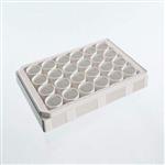 1450-604 | 24-well tissue culture treated (TC-treated) microplate with white walls and clear bottom. This plate is recommended for radiometric, SPA, or cell-based fluorescence or luminescence assays. The clear bottom enables microscopic visualization or bottom readi