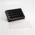1450-605 | 24-well tissue culture treated (TC-treated) microplate with white walls and clear bottom. This plate is recommended for radiometric, SPA, or cell-based fluorescence or luminescence assays. The clear bottom enables microscopic visualization or bottom readi