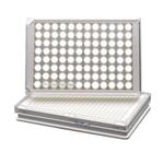 6005181 | 96-well tissue culture treated (TC-treated) sterile ViewPlate microplate with white well walls and a clear bottom for viewing plates under a microscope or bottom reading measurements.