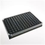 6005225 | 96-well tissue culture treated (TC-treated) sterile ViewPlate microplate with black well walls and a clear bottom for viewing plates under a microscope or bottom reading measurements.