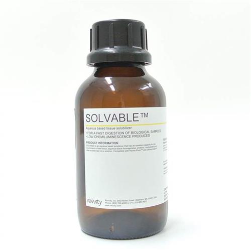 6NE9100 | SOLVABLE; is an aqueous based solubilizer that has an excellent capacity for the solubilization of wet tissue, aqueous tissue homogenates, proteins, nucleotides and other substances into a solution. SOLVABLE can replace Soluene;-350 for many applications,