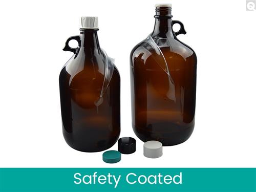 259410 | 135oz 4 000ml Safety Coated Amber Jug with Pour Ou
