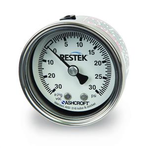 24100 | Gauge, Vacuum/Pressure 30" to 15 psig compound 1/8" NPT CBM, 2" diam, SS