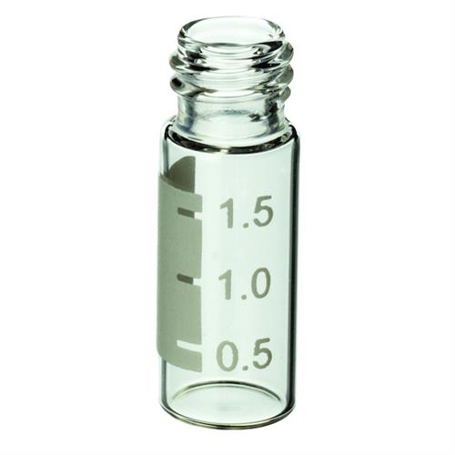 24629 | 2.0 mL, 10 mm/425 Big Mouth Step Screw-Thread Vials with Grad Marking Spot, Amber, 1,000-pk.
