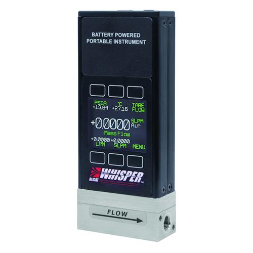 27331 | Portable Mass Flow Calibrator, Whisper Series, 0-50 SCCM, Monochrome Display, Battery Powered