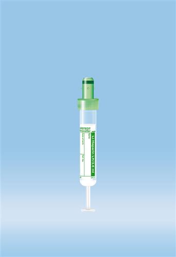 04.1906.100 | S-Monovette® Lithium heparin, 2.6 ml, Cap green, 13 x 65 mm, Paper label, Sterile