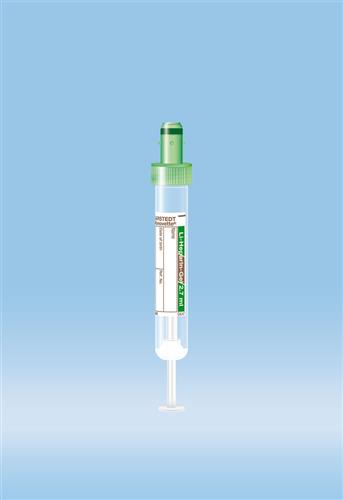 04.1928.100 | S-Monovette® Lithium heparin gel, 2.7 ml, Cap green, 13 x 75 mm, Paper label, Sterile