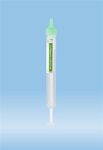 05.276.160 | Luer Monovette® Lithium heparin, 4.5 ml, Cap green, 11 x 92 mm, Paper label, Sterile