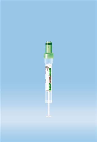 06.1669.100 | S-Monovette® Lithium heparin gel, 1.1 ml, Cap green, 8 x 66 mm, Paper label, Sterile