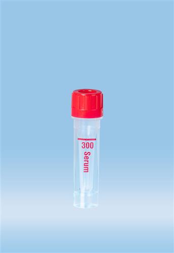 20.1308.100 | Microvette® 300 Serum, 300 µl, Cap red, flat base